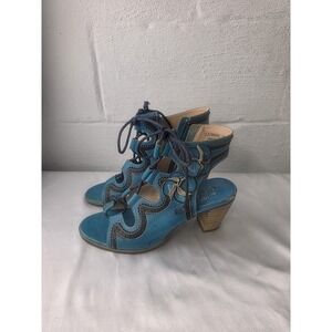 Spring Step L'Artiste Alejandra Shoes Womens Size 42 Leather Heels Turquoise Blu